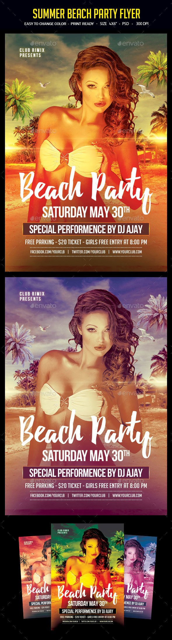 Summer Beach Party Flyer - Clubs & Parties Events