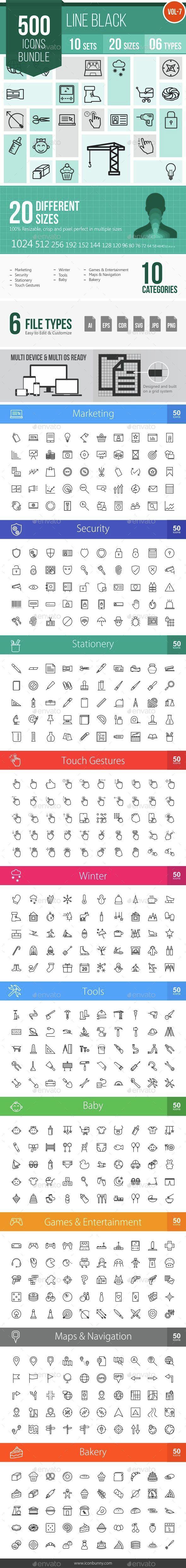 500 Vector Line Icons Bundle (Vol-7) - Icons