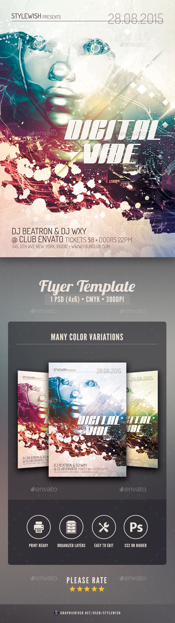 Digital Vibe Flyer - Clubs & Parties Events