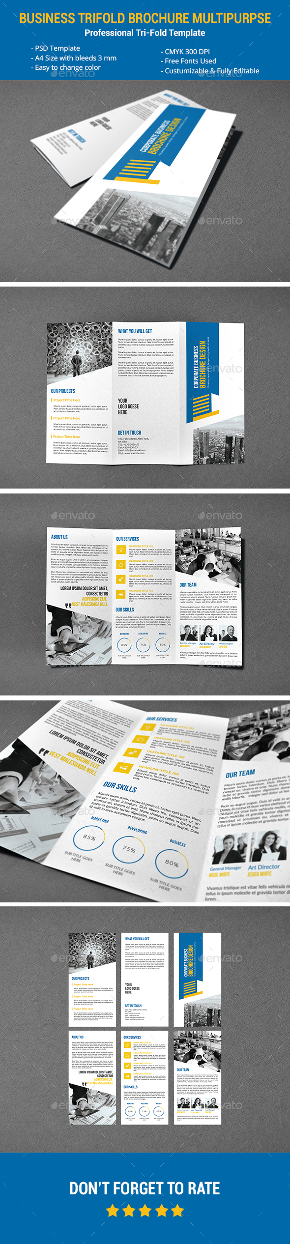 Business Tri-fold Brochure Multipurpse - Corporate Brochures