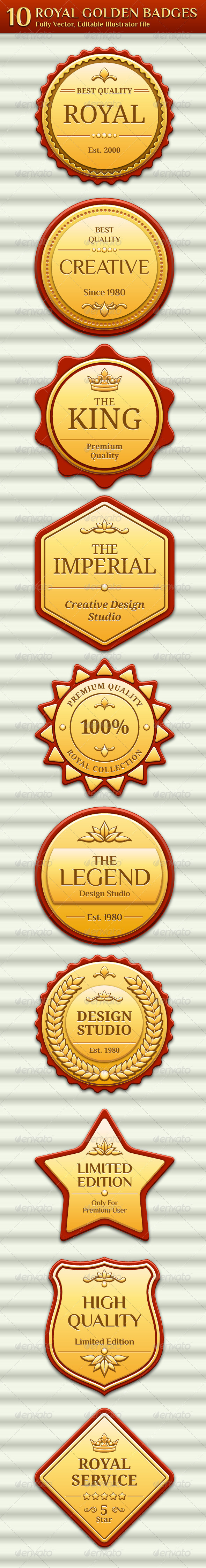 Royal Golden Badges - Badges & Stickers Web Elements