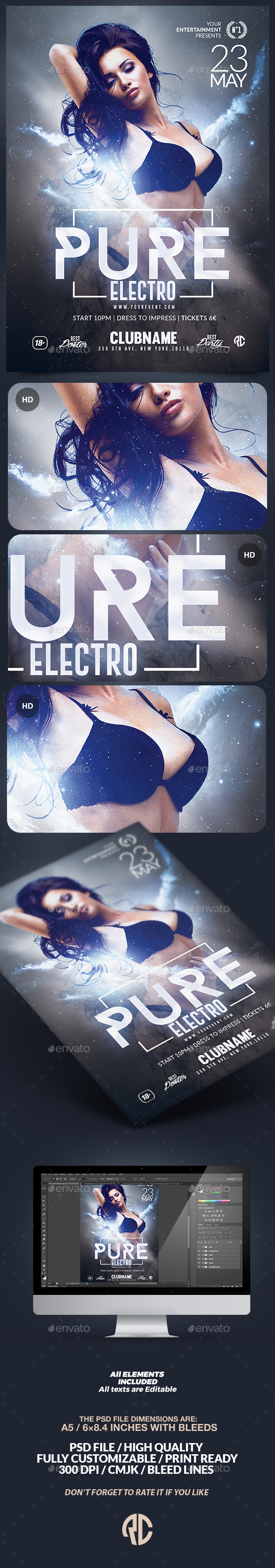 Pure Electro Flyer | Psd Template - Clubs & Parties Events