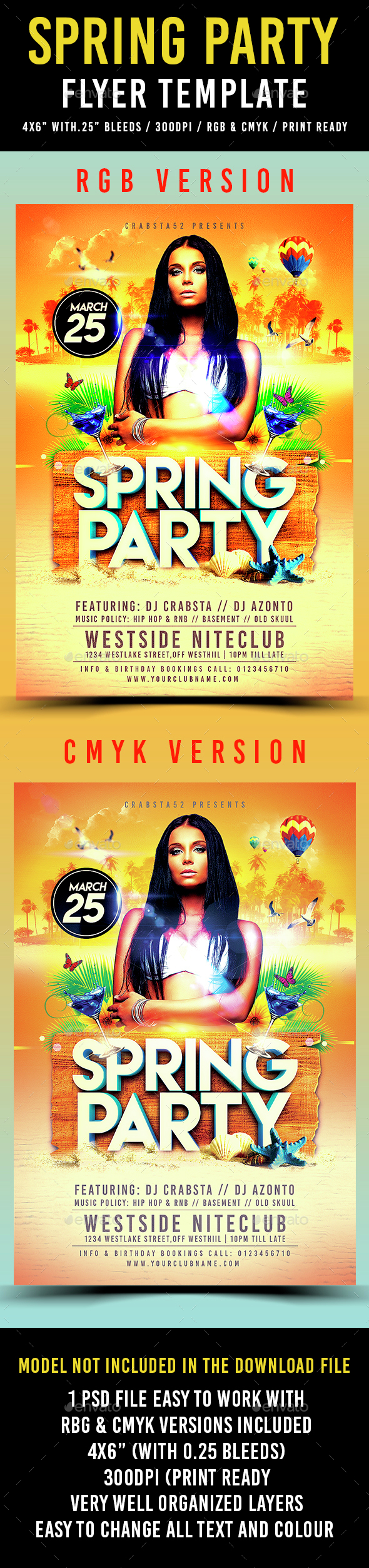 Spring Party Flyer Template - Flyers Print Templates
