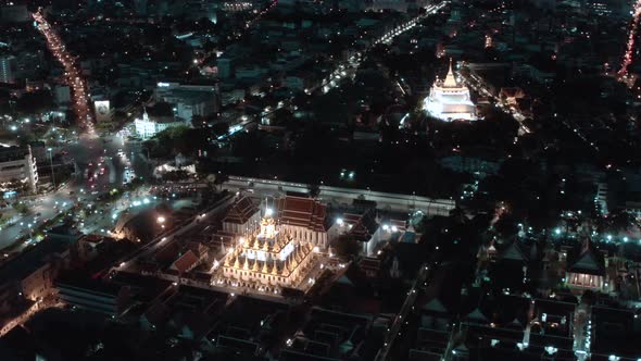 Aerial View of Loha Prasat Temple in Bangkok Old Town in Thailand alt
