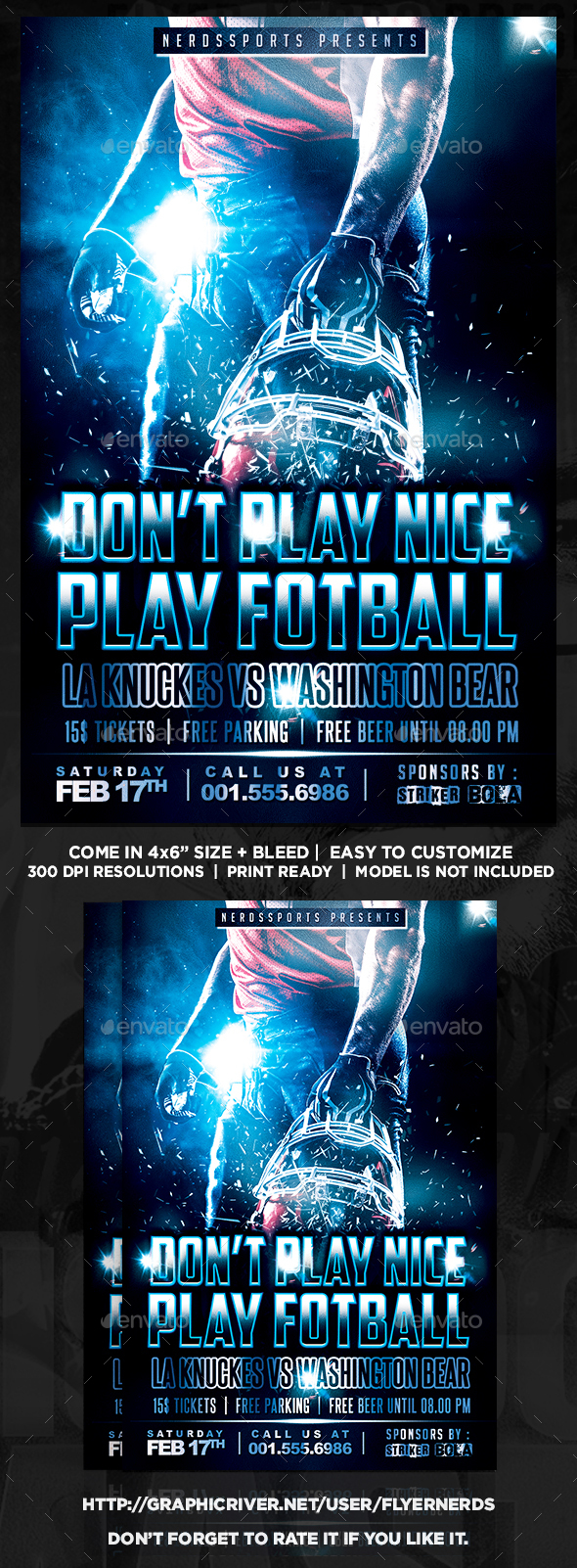 Don't Play Nice Play Football Sports Flyer - Sports Events