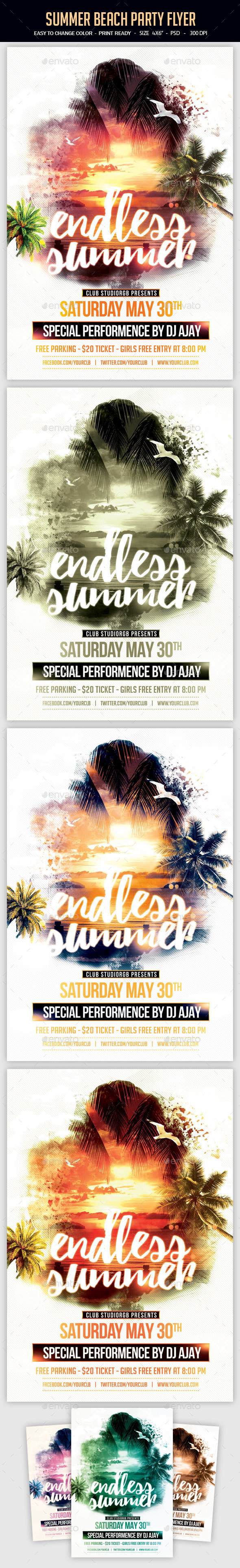 Summer Beach Party Flyer - Clubs & Parties Events