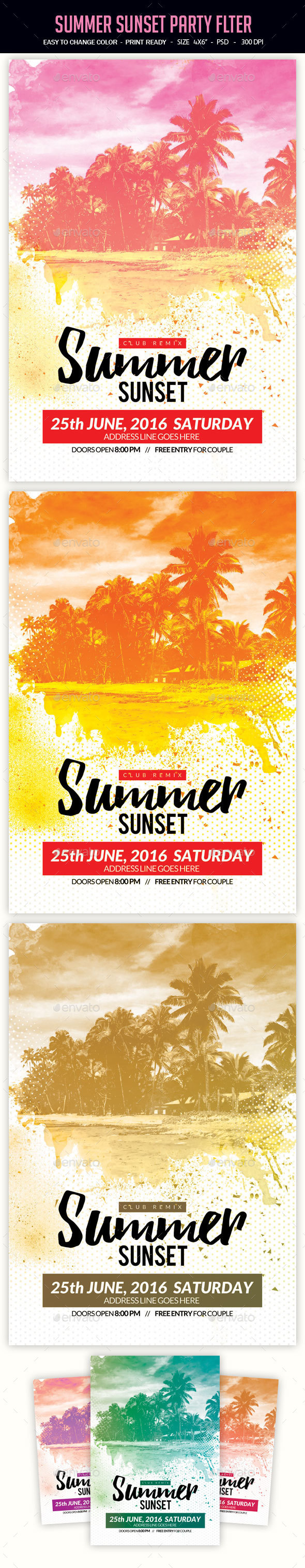 Summer Sunset Party Flyer - Clubs & Parties Events