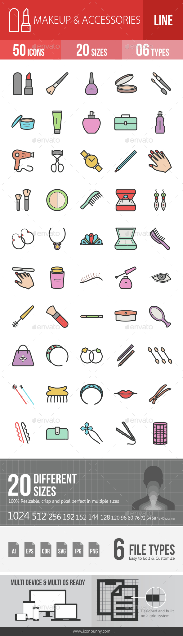 Makeup & Accessories Filled Line Icons - Icons