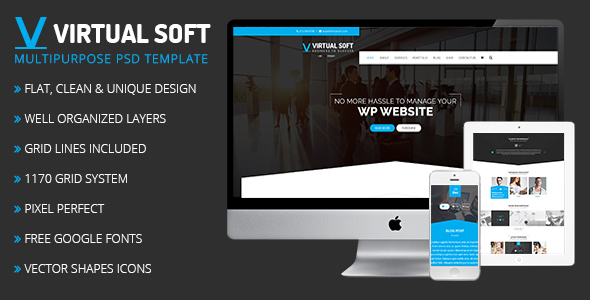 Virtual Soft – Multipurpose PSD Template - Corporate PSD Templates