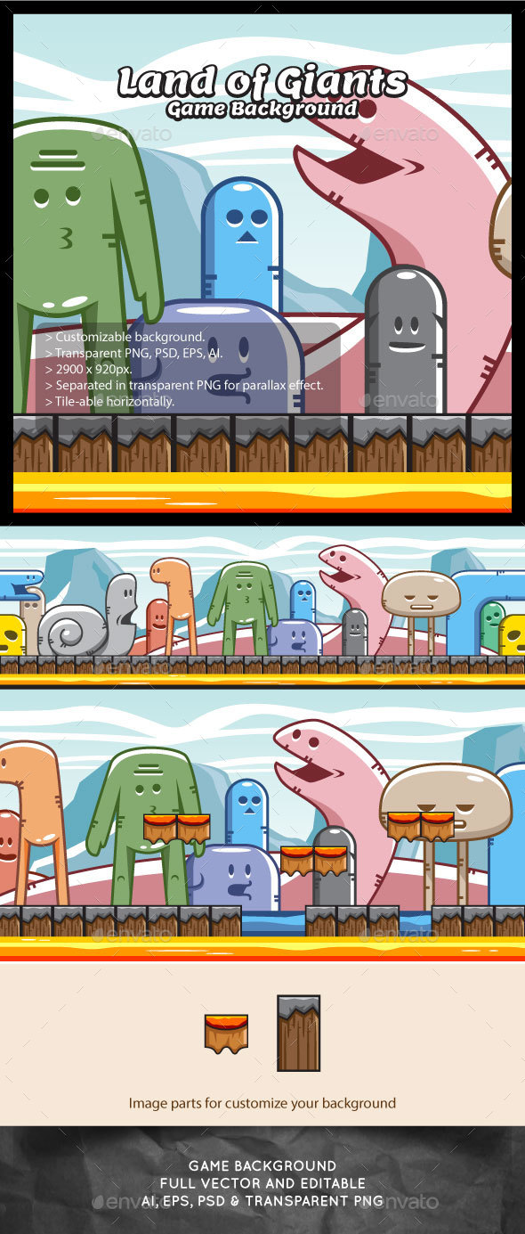Land of Giant Monsters Game Background - Backgrounds Game Assets
