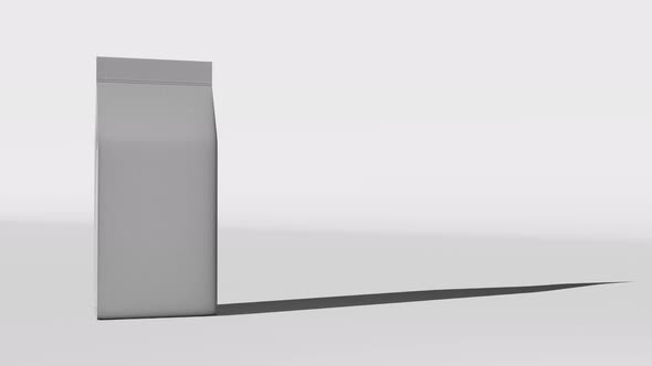 White standing box bottom pouch bag coffee branding 3D animation Merchandise packaging design 4K