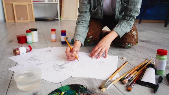 Artwork Creation Female Artist Painting Process alt