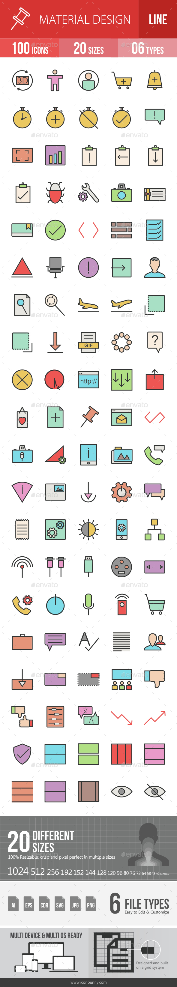 Material Design Filled Line Icons - Icons