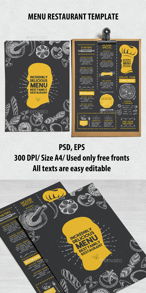 Food Restaurant Menu - Food Menus Print Templates