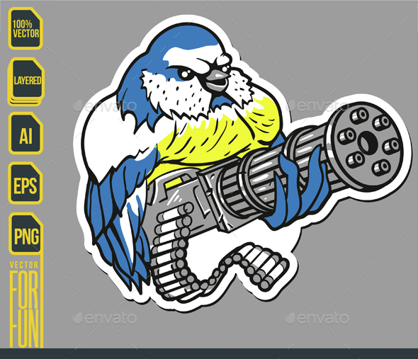Gunner Bird Sticker - Animals Characters