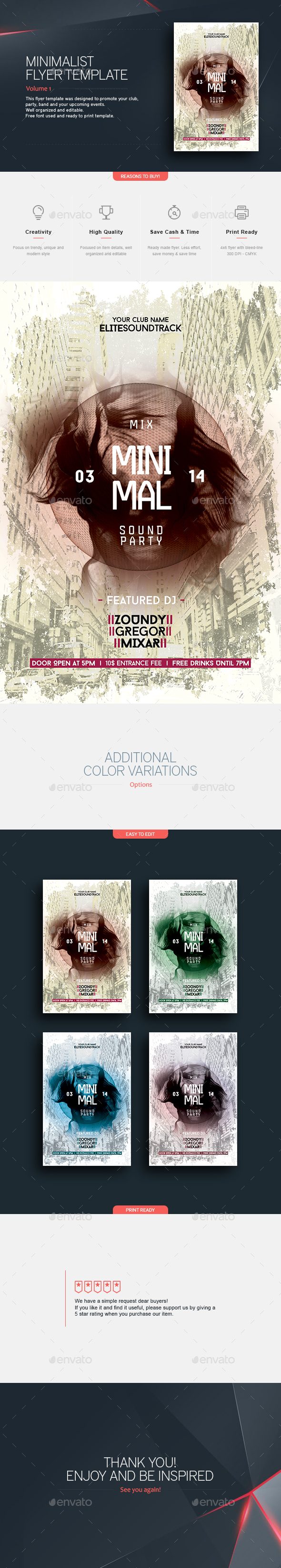 Minimal - Flyer Template - Clubs & Parties Events