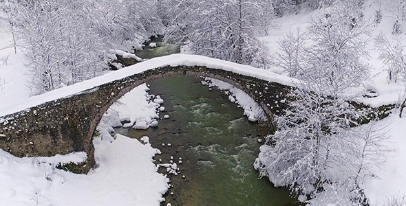 Snowy Landscape With a Bridge alt
