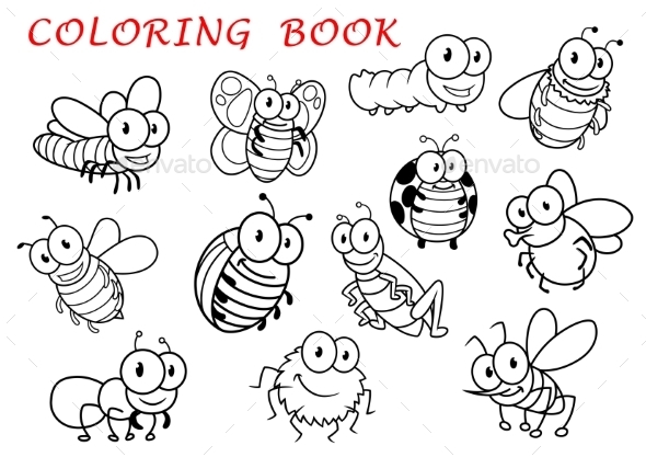 Isolated Outline Insect Animals Characters - Animals Characters
