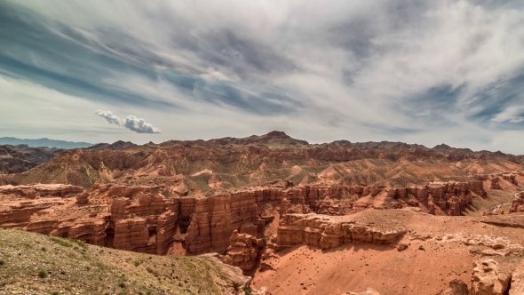 Charyn Grand Canyon At Overcast Sky In Kazakhstan alt