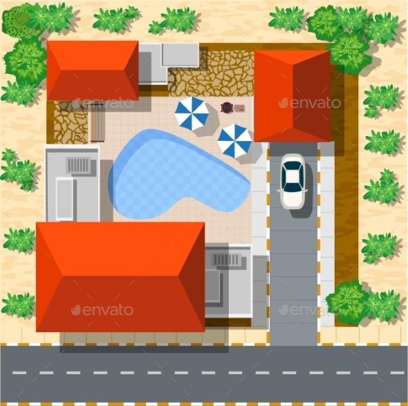 Top View Of Houses - Buildings Objects