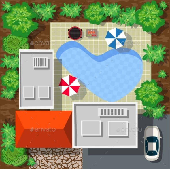 Top View Of Houses - Buildings Objects