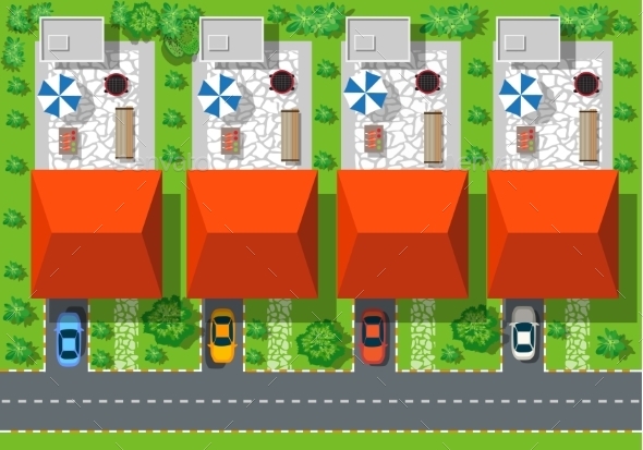 Top View Of Houses - Buildings Objects