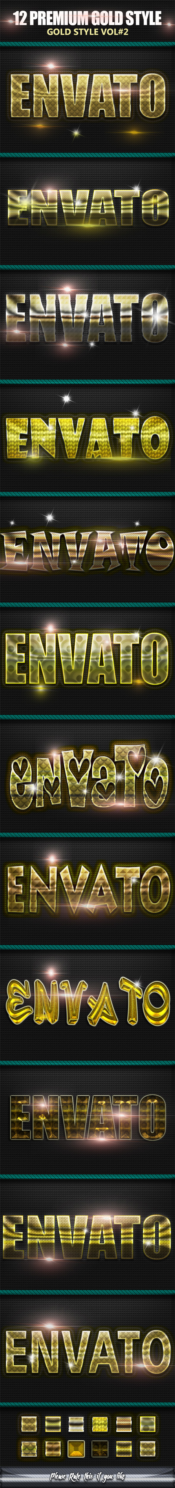 12 Gold Styles Text Photoshop vol6 - Text Effects Styles