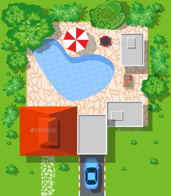 Top View Of Houses - Buildings Objects