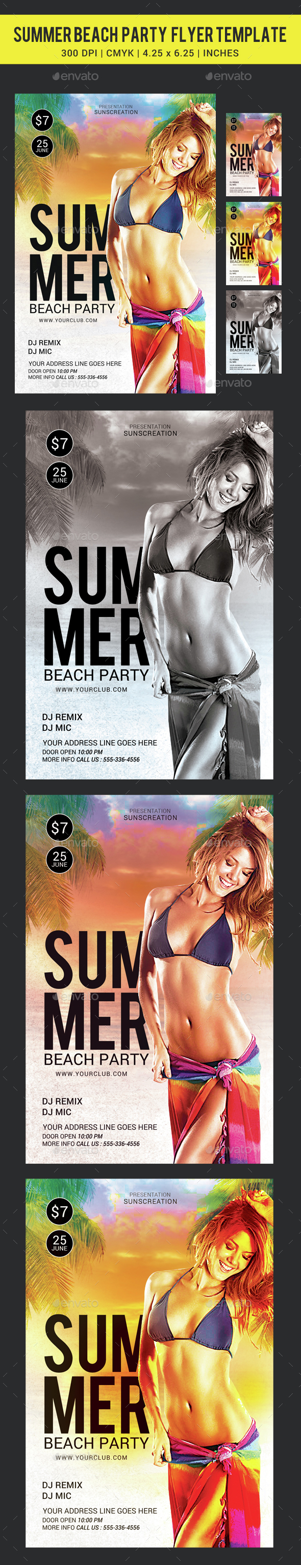Summer Beach Party Flyer Template - Clubs & Parties Events