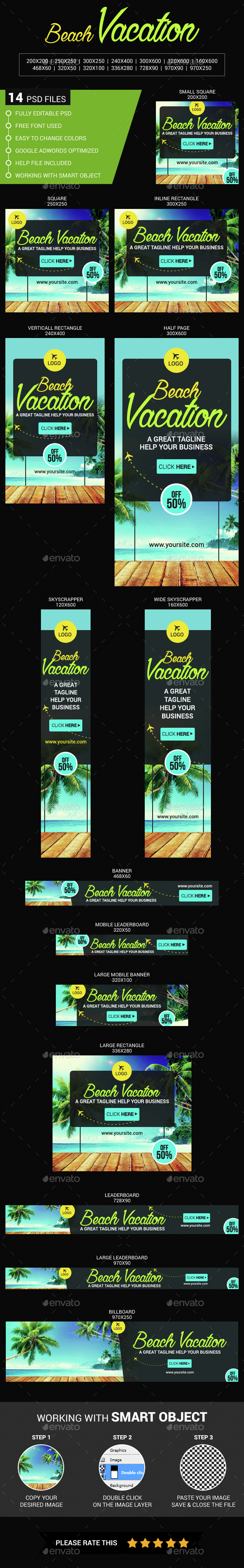 Beach Holidays - Banners & Ads Web Elements