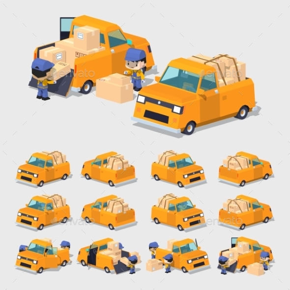 Orange Pickup Truck - Man-made Objects Objects