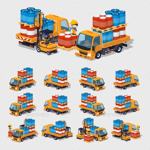 Orange Truck - Man-made Objects Objects