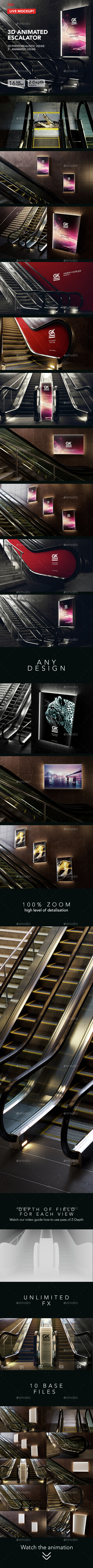 3D Animated Escalator / Lightbox Mockup - Miscellaneous Print