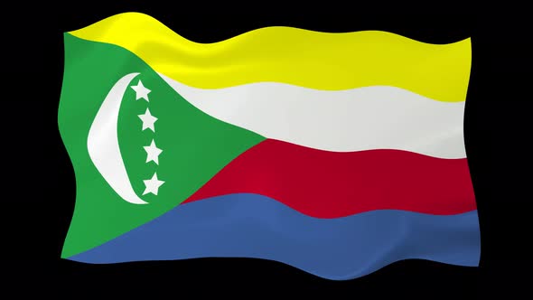 Comoros Waving Flag Animated Black Background