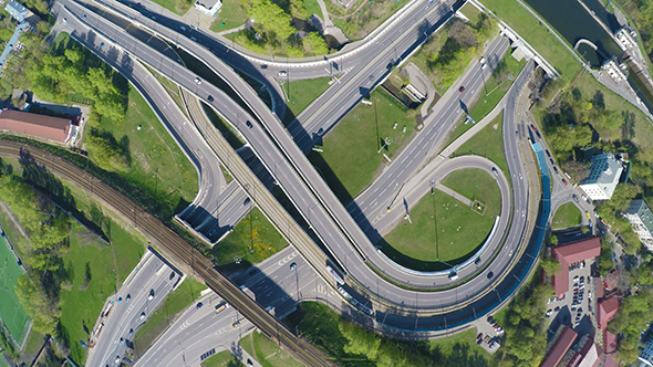 Aerial View Of A Freeway Intersection alt