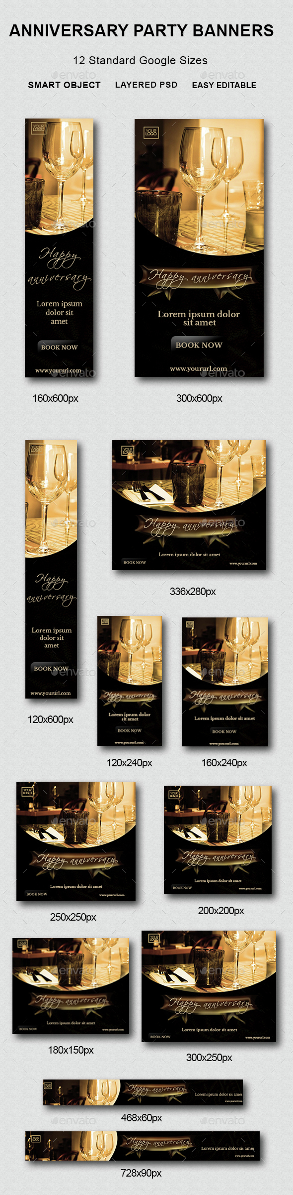 Anniversary Party Banners - Banners & Ads Web Elements