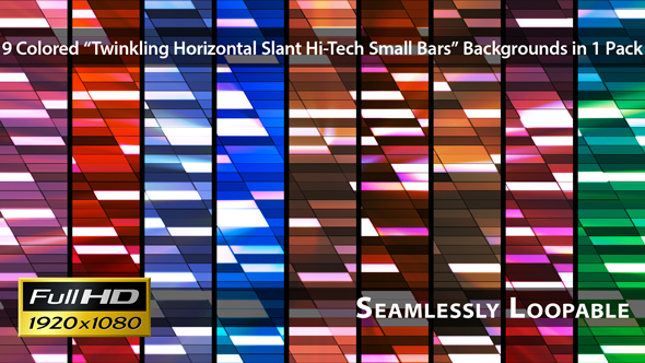 Twinkling Horizontal Slant Hi-Tech Small Bars - Pack 03, Motion Graphics