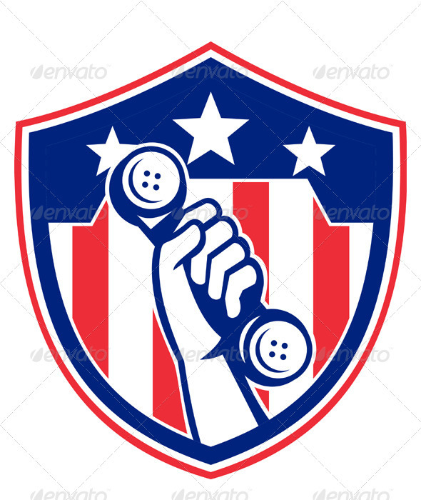Hand Holding Vintage Phone American Shield - Man-made Objects Objects