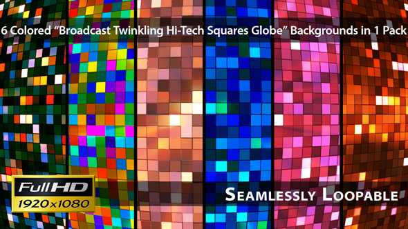 Broadcast Twinkling Hi-Tech Squares Globe - Pack 01