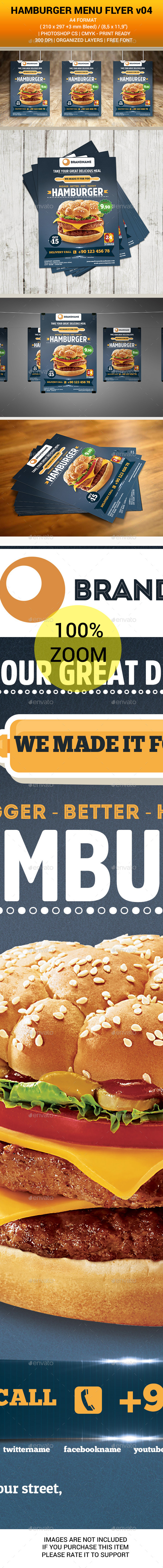 Hamburger Restaurant Menu Flyer - Food Menus Print Templates