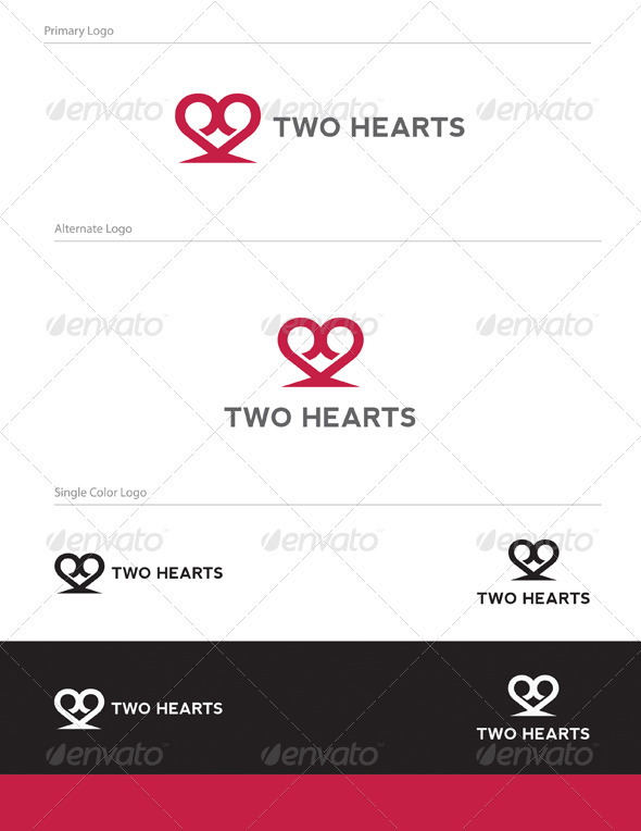 Two Hearts Logo Design - ABS-016 - Symbols Logo Templates