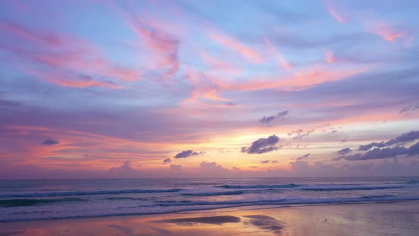Aerial View Beautiful Colors In The Reflection Of The Sky On The Beach alt