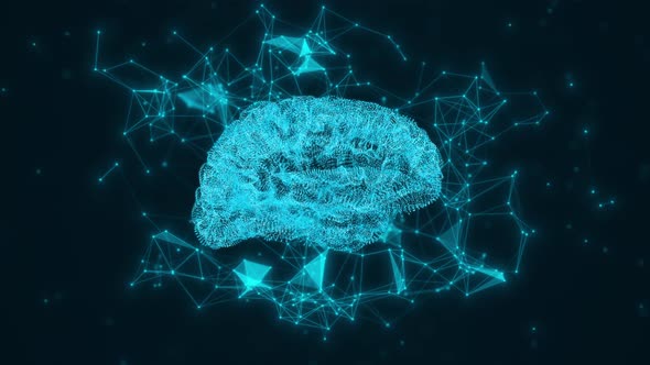 Conceptual 3D animation of Digital Brain hologram alt