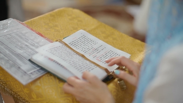 Christians Read Bible In Church