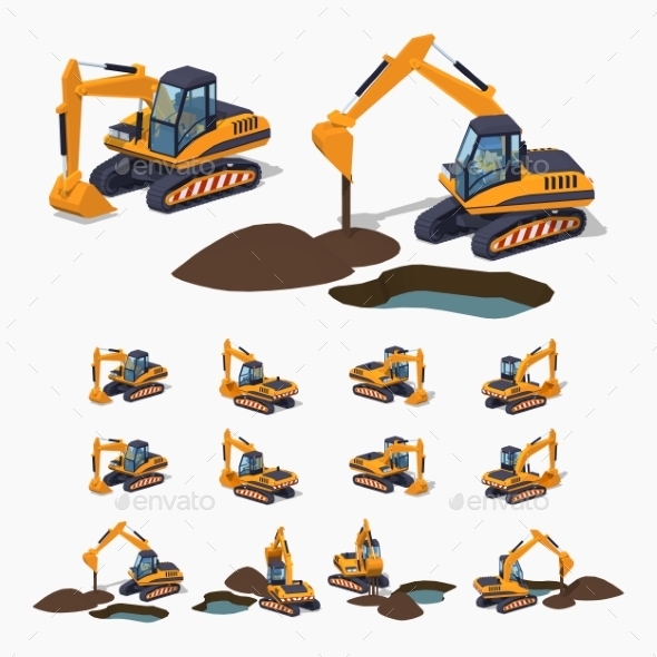 Yellow Excavator Special Machinery - Man-made Objects Objects