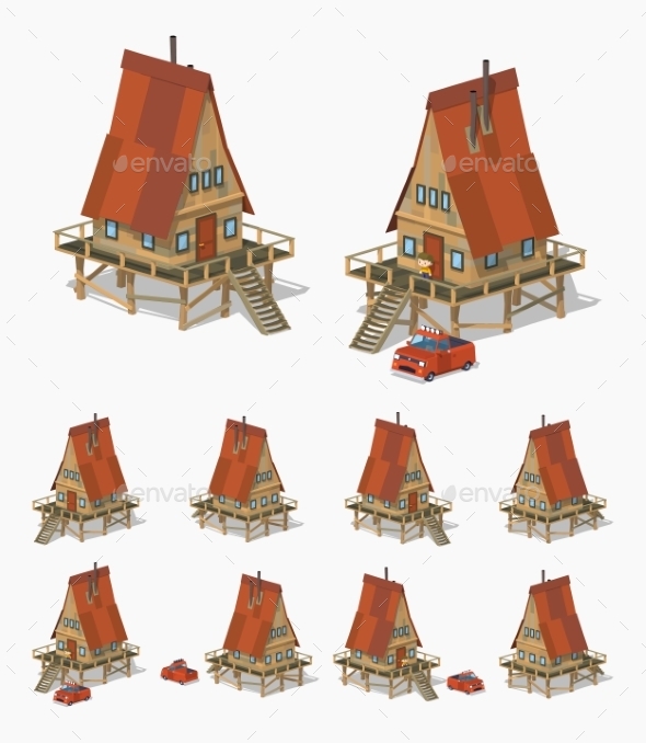 A-Frame Wooden House - Buildings Objects