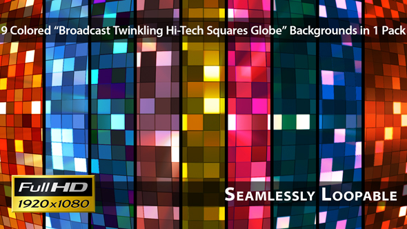 Broadcast Twinkling Hi-Tech Squares Globe - Pack 02