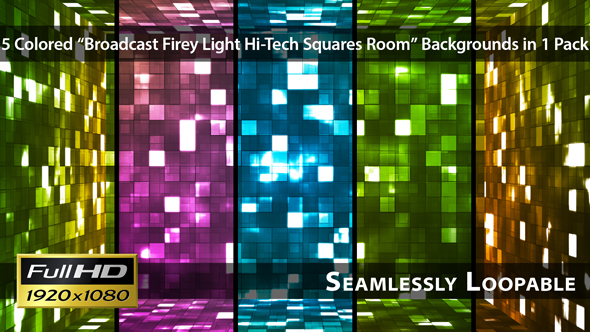 Broadcast Firey Light Hi-Tech Squares Room - Pack 01, Motion Graphics