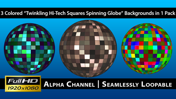 Twinkling Hi-Tech Squares Spinning Globe - Pack 02
