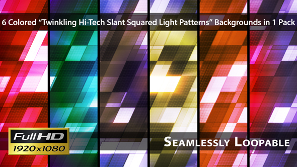 Twinkling Hi-Tech Slant Squared Light Patterns - Pack 01